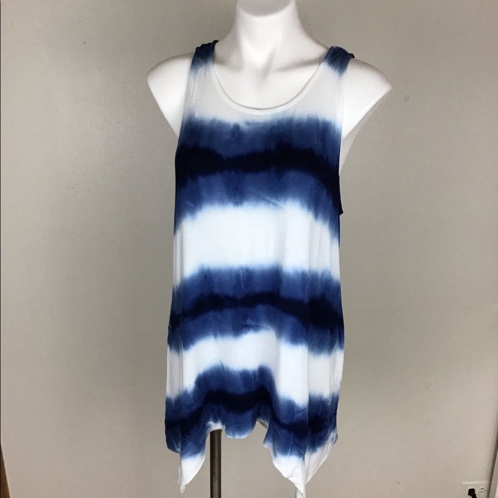 New York & Company blue and white tank top. Size large.